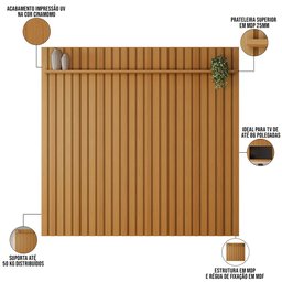 Painel Ripado Madeira para Sala Quarto 274cm Wise B01 Cinamomo - Lyam Decor - 3