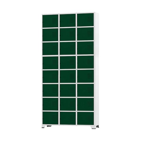 Armário Roupeiro de Aço 24 Portas para Vestiário Academia Locker Verde Escuro com Chave
