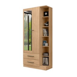 Guarda Roupa Solteiro 2 Portas com Espelho 2 Gavetas 5 Prateleiras Moju Mapi Móveis - 2