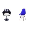 Ver imagem 1 de Conjunto Cadeira com Braço e Almofada e Cadeira Eames Base de Madeira Espresso Móveis