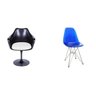Conjunto Cadeira com Braço e Almofada e Cadeira Eames Base Cromada Espresso Móveis - 1