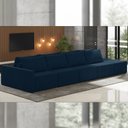 Ver imagem 1 de Sofá Ilha Modulado Milos 392cm Puff Lateral Veludo Azul Marinho G33 - Gran Belo