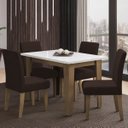 Ver imagem 2 de Conjunto de Mesa Sala de Jantar Miami com 4 Cadeiras Trieste Suede 1,20m Cedro/off/ Chocolate Dobuê