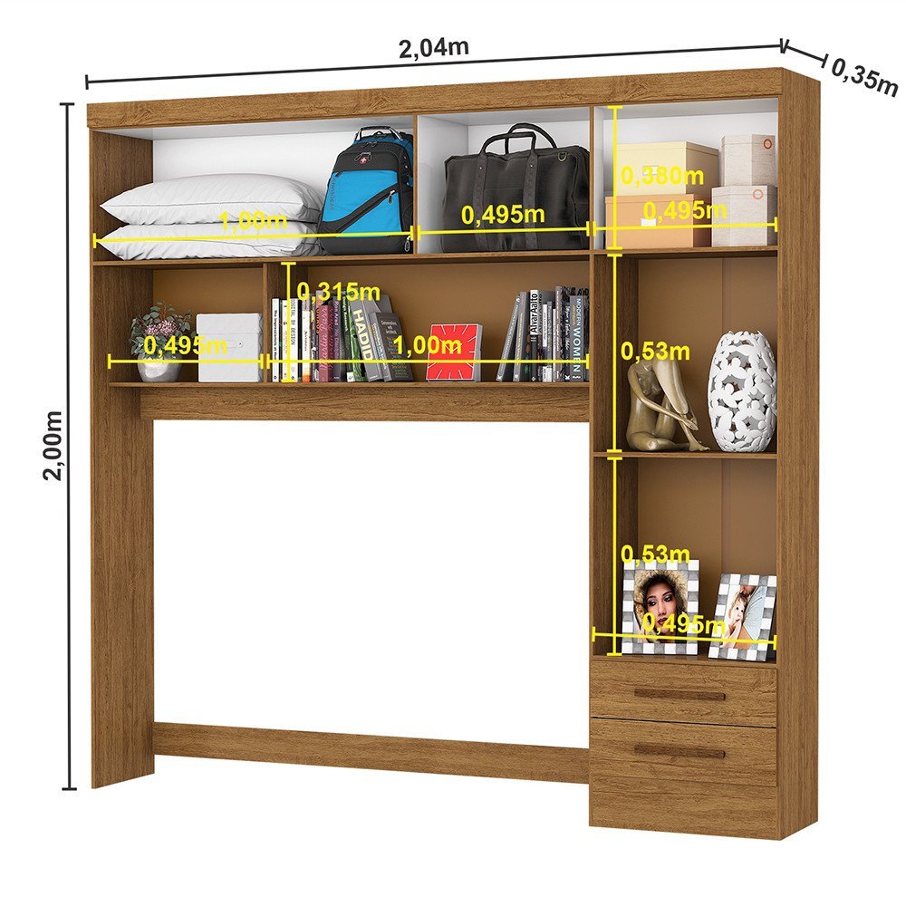 Guarda Roupa Modulado com Cama Paris 5 Portas com Espelho e 2 Gavetas - 9