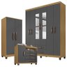 Guarda Roupa Casal Modena com Espelho 6 Portas com Cômoda Sapateira Cannes e Armário Multiuso Recife - 1