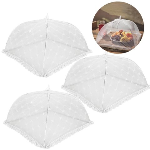 Kit 3 Protetor Mosquiteiro Malha Tule Dobrável Renda Prime 40cm X 40cm - Tuut