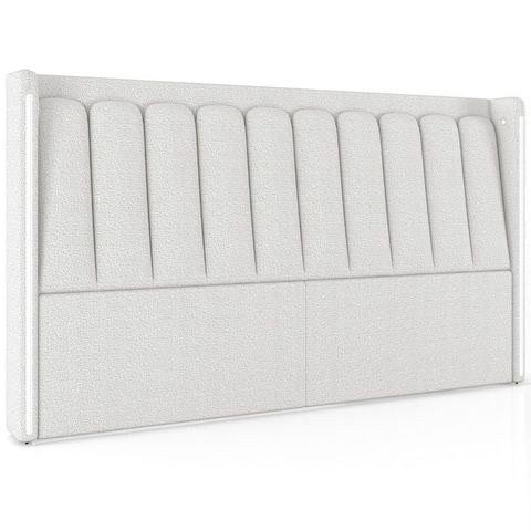 Cabeceira Cama Box Casal Estofada com Led 140cm Moan P05 Bouclê Cru - Lyam Decor