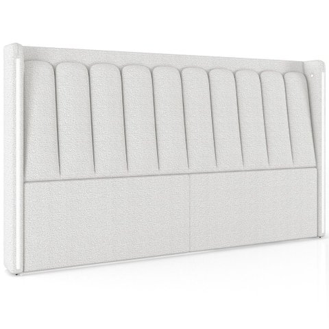 Cabeceira Cama Box Casal Estofada com LED 140cm Moan P05 Bouclê Cru - Lyam Decor