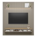Ver imagem 6 de Painel Ripado Modular 258cm Ozero Prateleira MDP/MDF Nicho Arredondado Gris/Tauari Fosco G77 - Gran