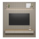 Ver imagem 7 de Painel Ripado Modular 258cm Ozero Prateleira MDP/MDF Nicho Arredondado Gris/Tauari Fosco G77 - Gran