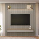 Ver imagem 5 de Painel Ripado Modular 258cm Ozero Prateleira MDP/MDF Nicho Arredondado Gris/Tauari Fosco G77 - Gran