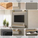 Ver imagem 3 de Painel Ripado Modular 258cm Ozero Prateleira MDP/MDF Nicho Arredondado Gris/Tauari Fosco G77 - Gran