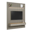 Ver mais imagens de Painel Ripado Modular 258cm Ozero Prateleira MDP/MDF Nicho Arredondado Gris/Tauari Fosco G77 - Gran