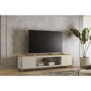 Ver imagem 1 de Rack Bancada P/ Tv até 85 Pol Santorini C/ 2 Portas 1 Prateleira de Vidro e 2 Nicho 239cm Tauari/
