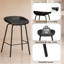 Ver imagem 4 de Banqueta Média Leather 65 cm Estrutura em Aço Assento em Courissimo Preta - Edecasamoveis