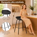 Ver imagem 3 de Banqueta Média Leather 65 cm Estrutura em Aço Assento em Courissimo Preta - Edecasamoveis