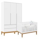 Ver imagem 1 de Berço Americano Unique e Guarda Roupa 3 Portas Nature Clean Branco Soft Eco Wood – Matic