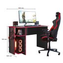 Ver imagem 4 de Mesa Para Computador Escritório e Gamer 2 Prateleiras Escrivaninha Preto Vermelho - Qmovi