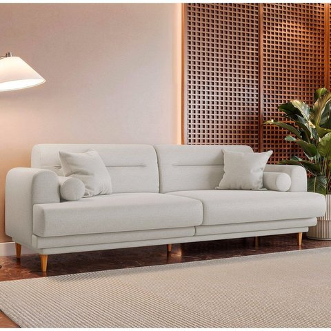 Sofá Living 3 Lugares Linho Bege 2340 Lisboa 200cm