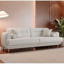 Ver imagem 1 de Sofá Living 3 Lugares Linho Bege 2340 Lisboa 200cm