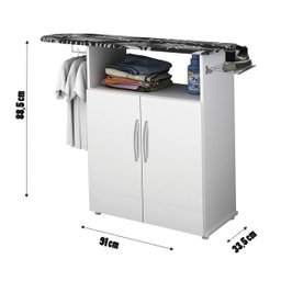 Balcão Armário com Tábua de Passar Roupa Embutida Branco 2 Portas - 4