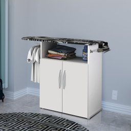 Balcão Armário com Tábua de Passar Roupa Embutida Branco 2 Portas - 2