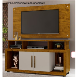 Rack Bancada Sala com Pés de Rodinha e 2 Portas Star 135x70cm Ipê/off White - 2