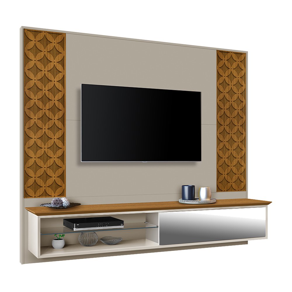 Painel Suspenso 180cm para TV de 55 Polegadas Borghese MDF Carvalho Off ...