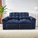 Ver imagem 1 de Sofá Retrátil e Reclinável 1,5m em Tecido Veludão Cinza C/pillow Nos Braços - Montagem Inclusa:azul