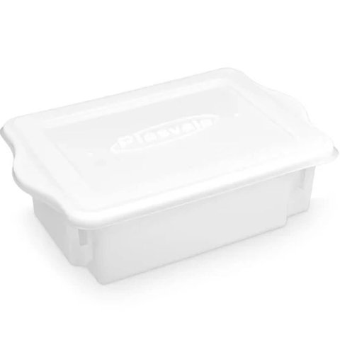 Caixa Organizadora com Tampa 10l Branca Cesto Empilhável Plástico para Alimentos Cozinha