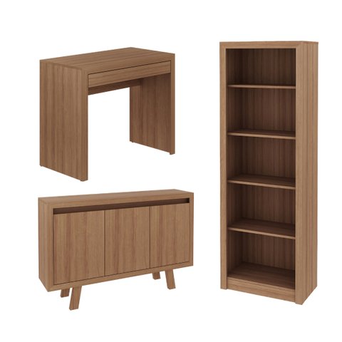 Conjunto P/ Escritório 3 Peças Amêndoa Tecnomobili