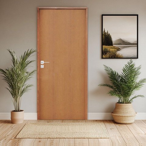 Porta Lisa Padrão Batente Ecológico 1 Fechadura 803/25 Inox 62 x 210cm Rodam Abertura Direita Branco