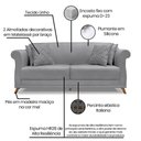 Ver imagem 5 de Kit Poltrona E Sofá 2 Lugares 1,60M Grafite Pés Castanho