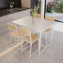 Ver imagem 1 de Conjunto Mesa de Jantar Retangular Branca 4 Cadeiras Pinus Riviera Industrial Branco Don Castro Deco