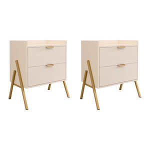 Kit 2 Mesas de Cabeceiras Retrô com 2 Gavetas Asher 63cm