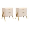 Kit 2 Mesas de Cabeceiras Retrô com 2 Gavetas Asher 63cm - 1