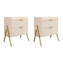 Ver imagem 1 de Kit 2 Mesas de Cabeceiras Retrô com 2 Gavetas Asher 63cm