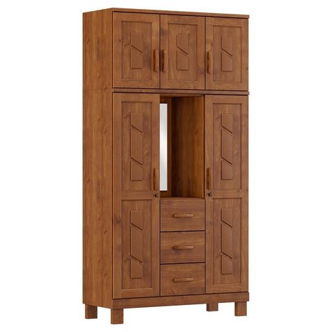 Guarda Roupa Capelinha 5 Portas 3 Gavetas Cobre Imbuia - Fn
