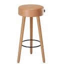 Ver imagem 4 de Kit 2 Banquetas Alta Paris Pé Madeira Bar Cozinha Espaco Gourmet Couro Pu Caramelo