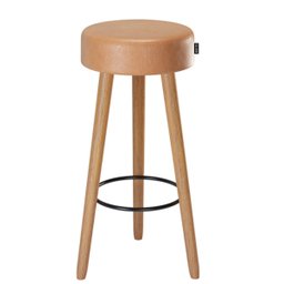 Kit 2 Banquetas Alta Paris Pé Madeira Bar Cozinha Espaco Gourmet Couro Pu Caramelo - 4