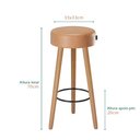 Ver imagem 5 de Kit 2 Banquetas Alta Paris Pé Madeira Bar Cozinha Espaco Gourmet Couro Pu Caramelo