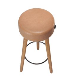 Kit 2 Banquetas Alta Paris Pé Madeira Bar Cozinha Espaco Gourmet Couro Pu Caramelo - 2
