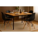 Ver imagem 1 de Conjunto de Mesa de Jantar Retangular 120x80cm com 4 Cadeiras Pretas Modernas – Design Sofisticado