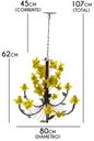 Ver imagem 2 de Lustre Rústico Artesanal Sala de Jantar Moderna com Flores 06 Lâmpadas - Amarelo
