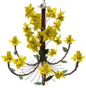 Ver imagem 1 de Lustre Rústico Artesanal Sala de Jantar Moderna com Flores 06 Lâmpadas - Amarelo