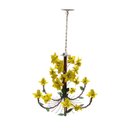 Ver imagem 3 de Lustre Rústico Artesanal Sala de Jantar Moderna com Flores 06 Lâmpadas - Amarelo