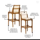 Ver imagem 3 de Banqueta Alta para Cozinha Lisboa Encosto Rattan Madeira Imbuia Linho Bege M58 Rmi
