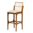 Ver imagem 1 de Banqueta Alta para Cozinha Lisboa Encosto Rattan Madeira Imbuia Linho Bege M58 Rmi