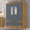 Ver imagem 2 de Guarda Roupa Ms912 165cm 6 Portas Freijó Cinza com Espelho Moval