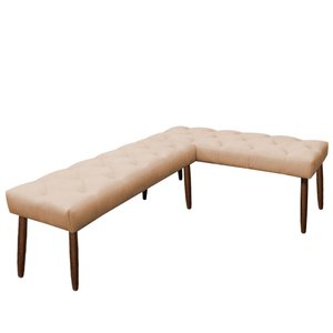 Canto Alemão Suede Bege Assento 1,20x0,75 - Dominic Decor